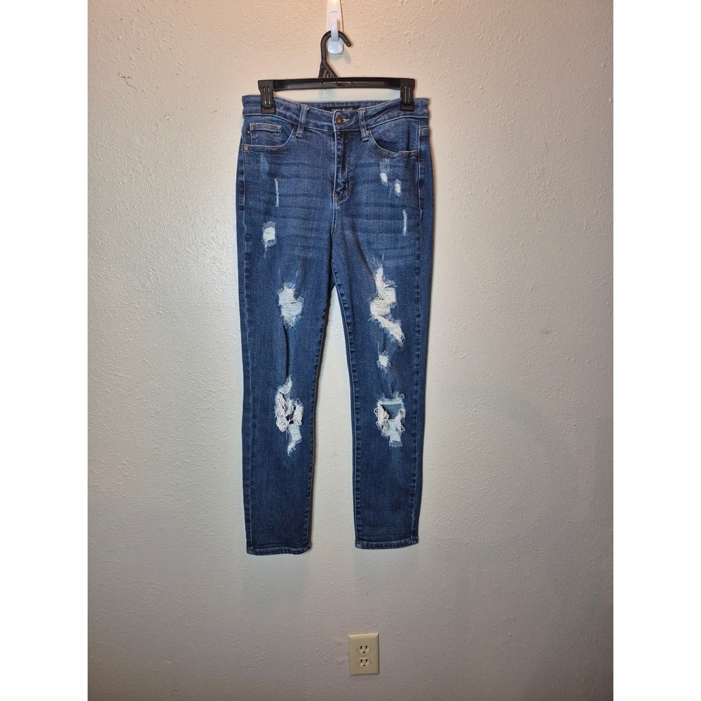 Judy Blue Los Angeles Womens Jeans Boyfriend Fit Distressed Blue Size 3 26